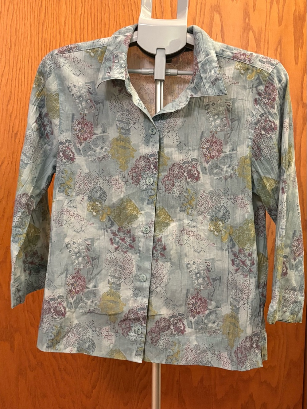 Christopher & Banks Pale Blue Multi-Pattern Button-Front Shirt